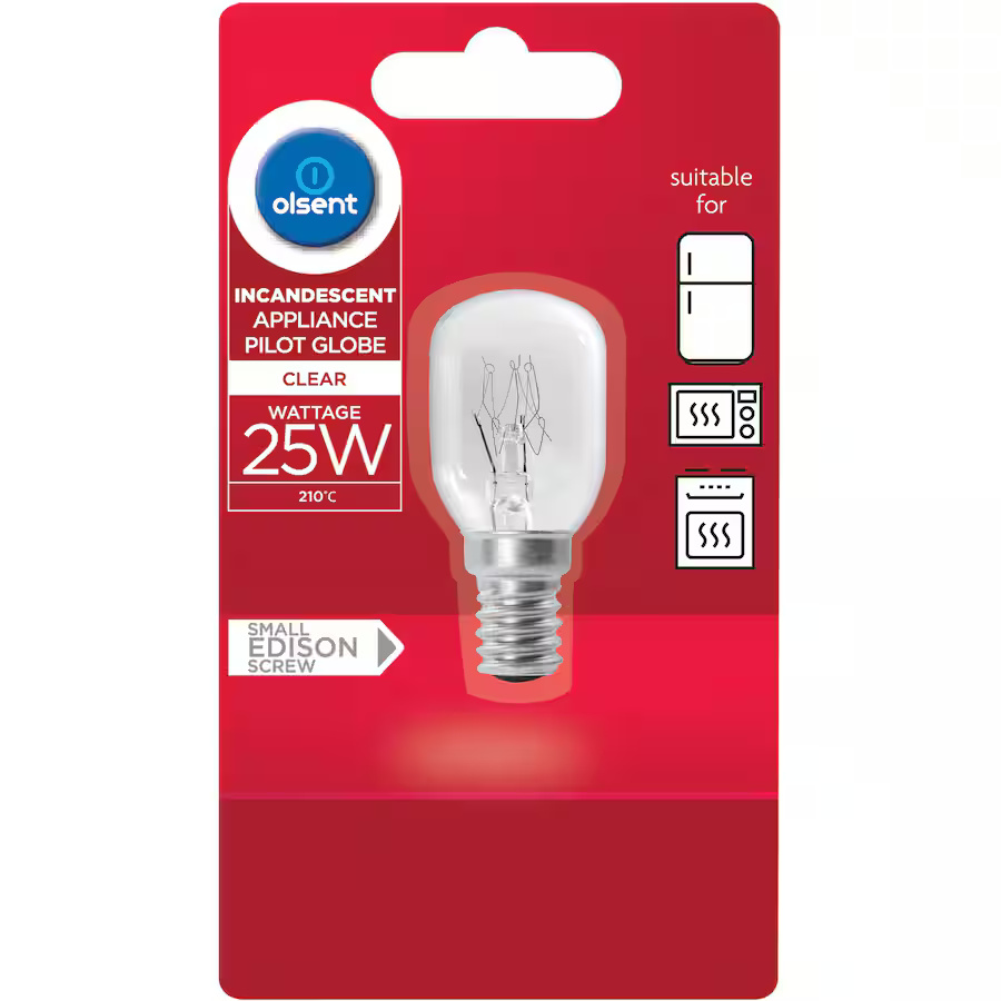 Olsent Pilot Light Bulb Appliance T25 Screw 25w Clear 1pack