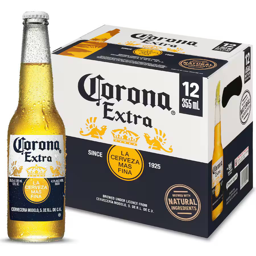 Corona Extra Beer – Lager (12 × 355mL Bottles)