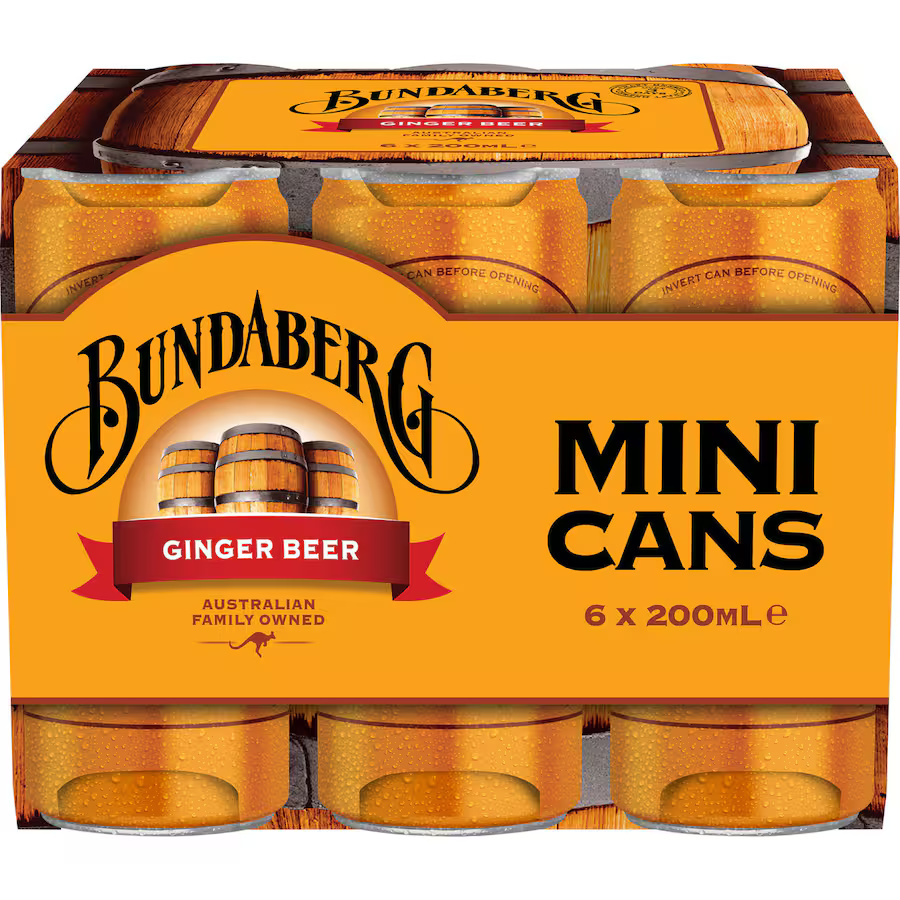 Bundaberg Ginger Beer Minis – 200mL Cans (6-Pack)