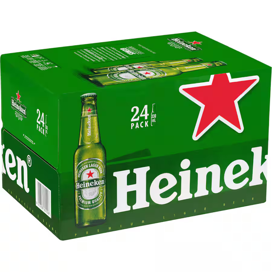 Heineken Original Beer – Lager (24 × 330mL Bottles)
