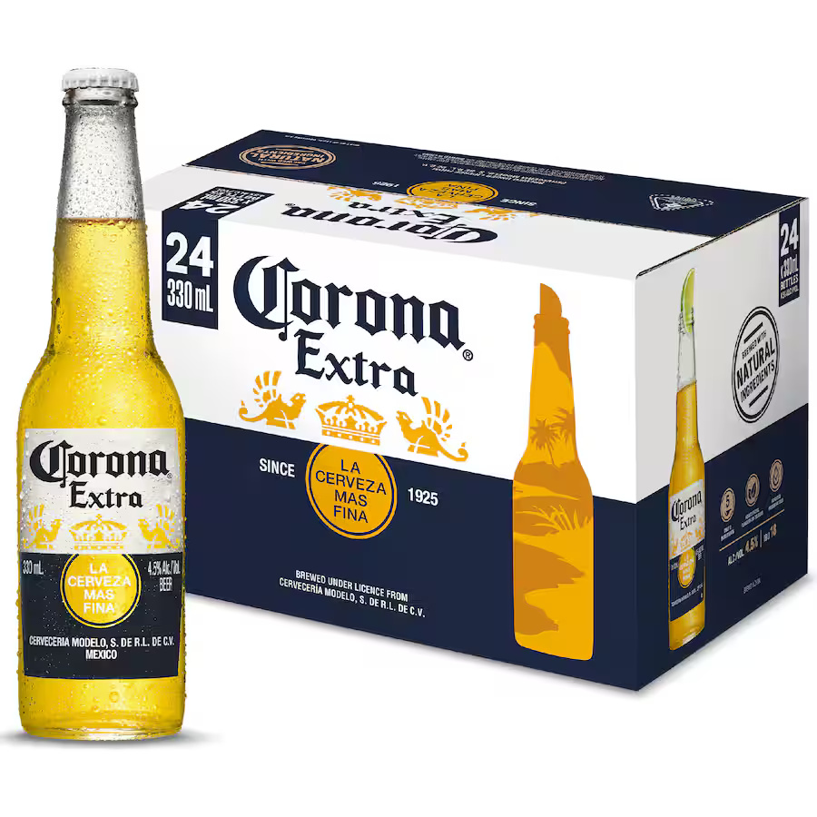 Corona Extra Beer – Lager (24 × 330mL Bottles)