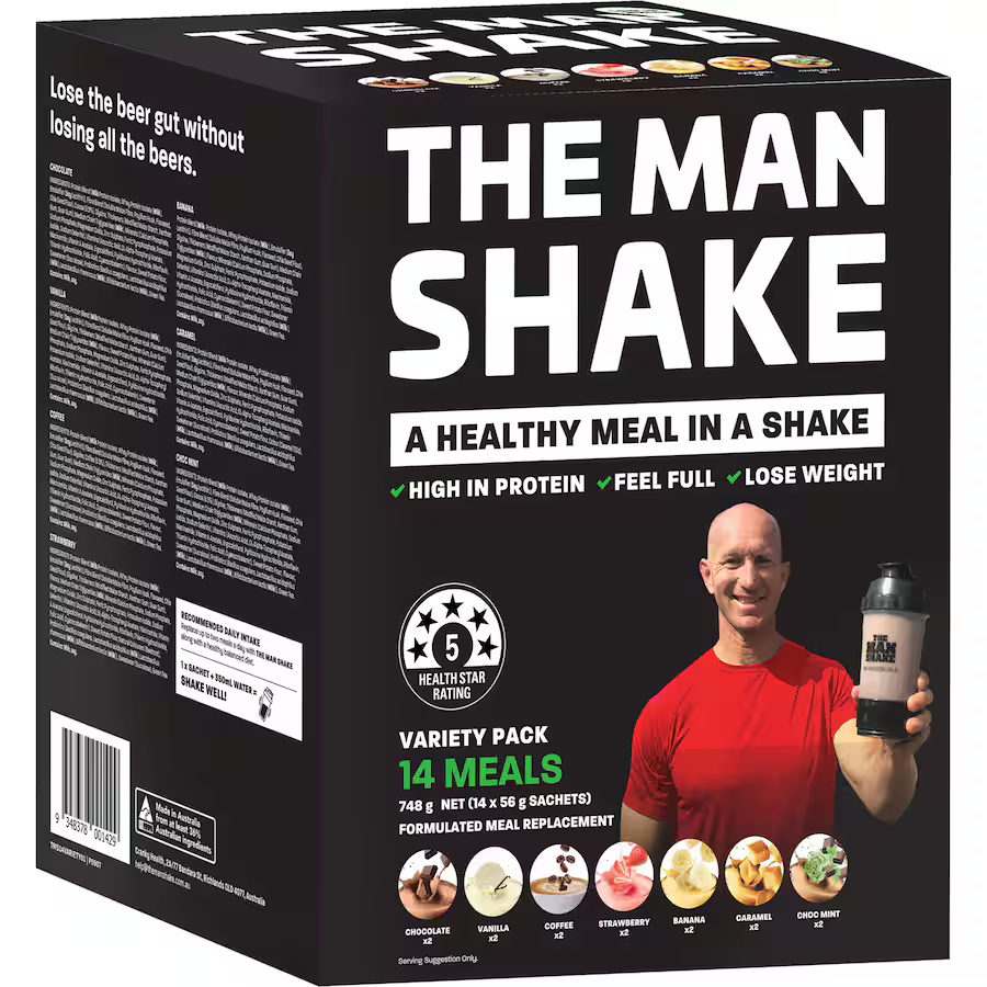 The Man Shake – Meal in a Shake Variety Pack (14 × 56g Serves)