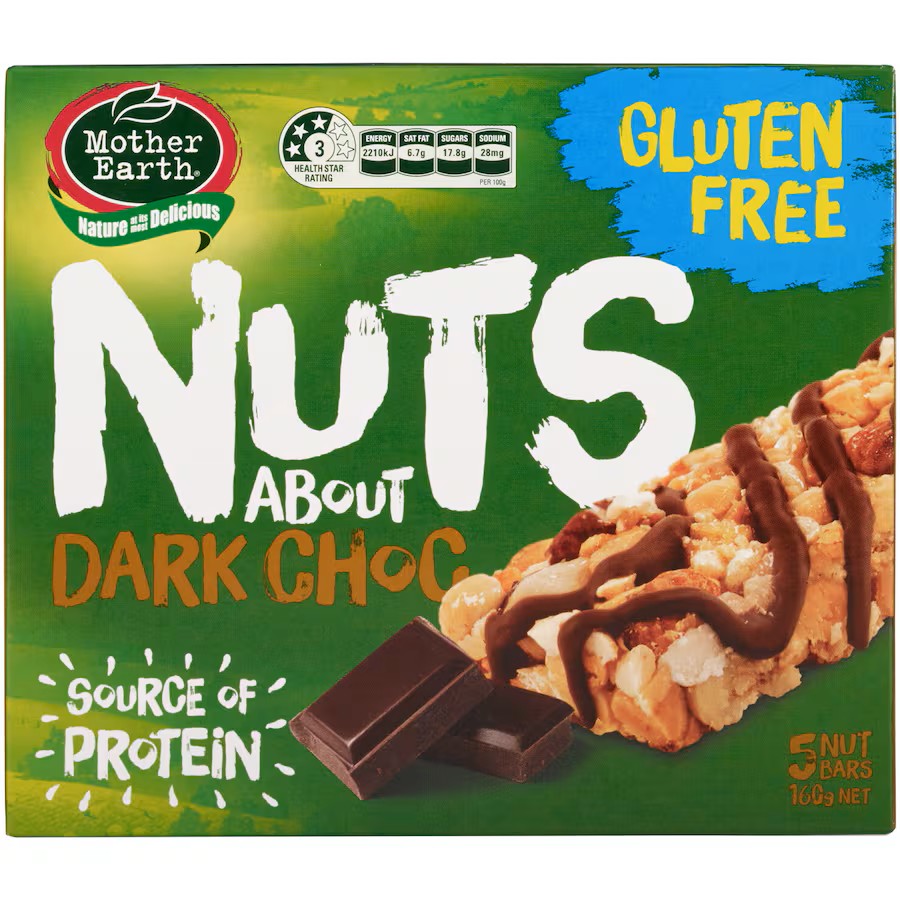 Mother Earth Nuts About Dark Choc Bars 160g