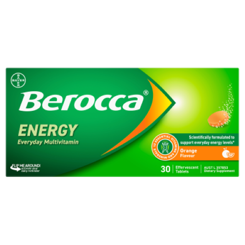 Berocca Energy Orange Flavour Effervescent Tablets 30pk