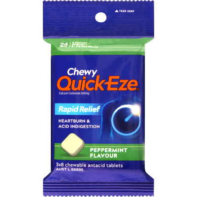 Quick-Eze Peppermint Chewable Antacid Tablets 24pk