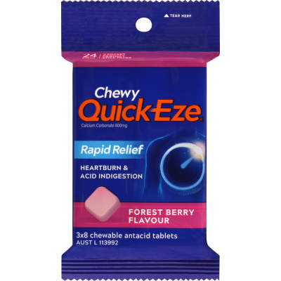 Quick-Eze Forest Berry Chewable Antacid Tablets 24pk