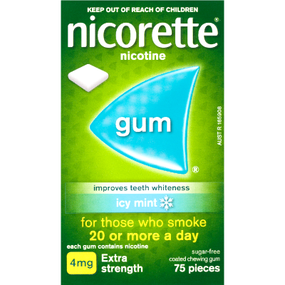 Nicorette Icy Mint 4mg Extra Strength Nicotine Gum 75pk