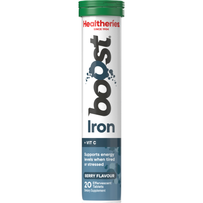 Healtheries Boost Iron + Vit C Berry Effervescent Tablets 20pk