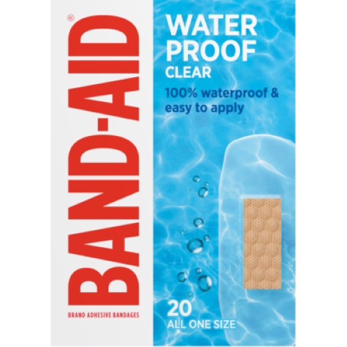 Band-Aid Waterproof Clear Regular Adhesive Bandages 20pk