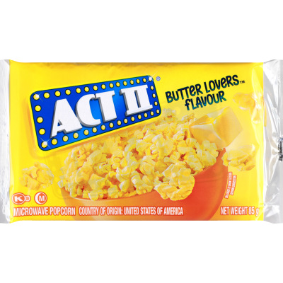 Act II Butter Lovers Flavour Microwave Popcorn 85g