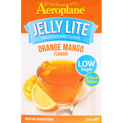 Aeroplane Jelly Lite Orange Mango Flavour Low Calorie Crystals 2 x 9g
