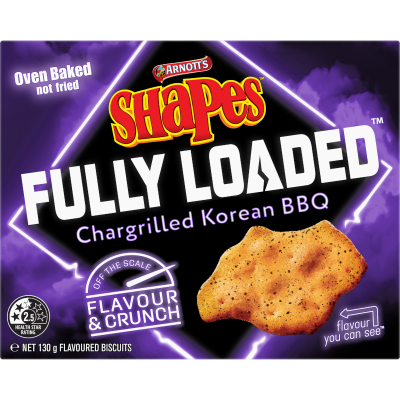 Arnott's Shapes Chargrilled Korean BBQ Fully Loaded Crackers 130g