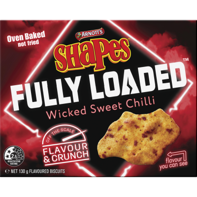Arnott's Shapes Fully Loaded Wicked Sweet Chilli Flavoured Biscuits 130g