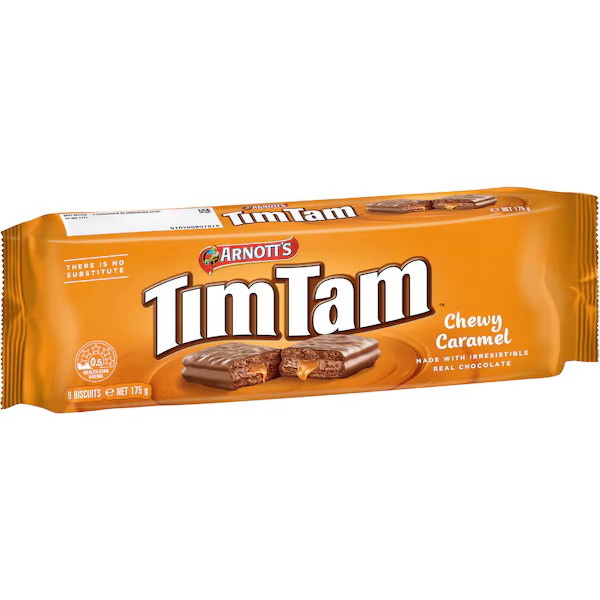 Arnott's Tim Tam Chewy Caramel Chocolate Biscuits 175g
