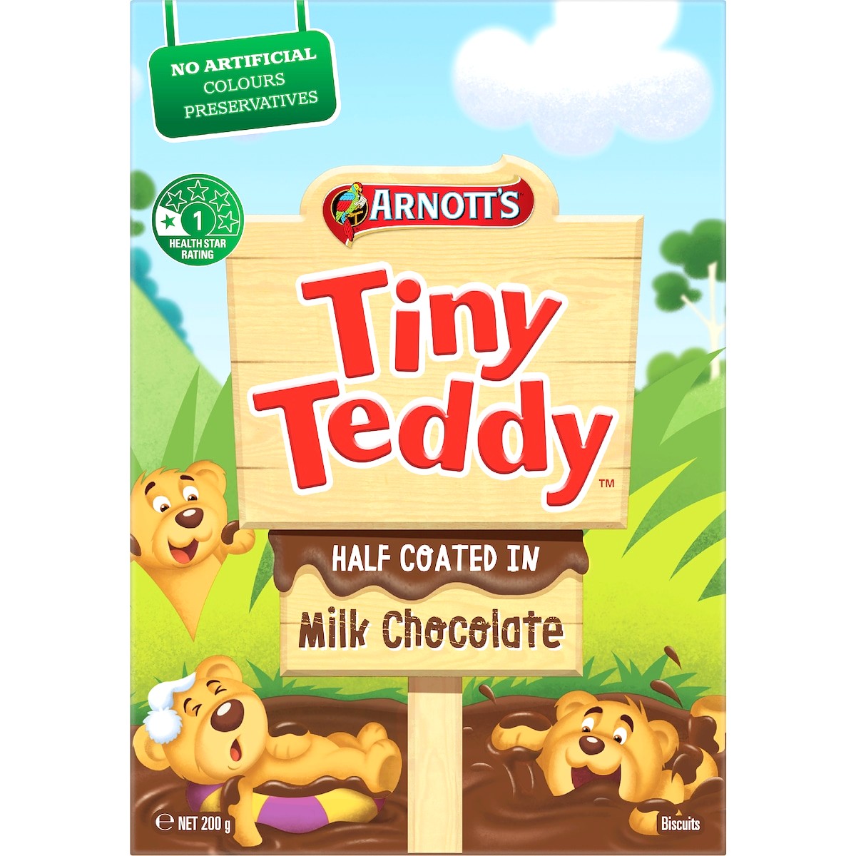 Arnott's Tiny Teddy Chocolate Half Coat Biscuits 200g