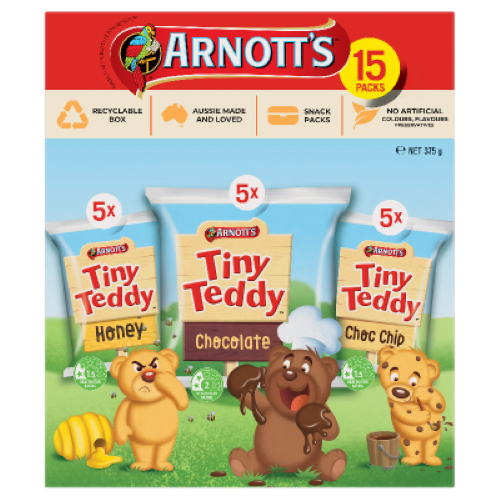 Arnott's Tiny Teddy Variety Biscuits 15pk