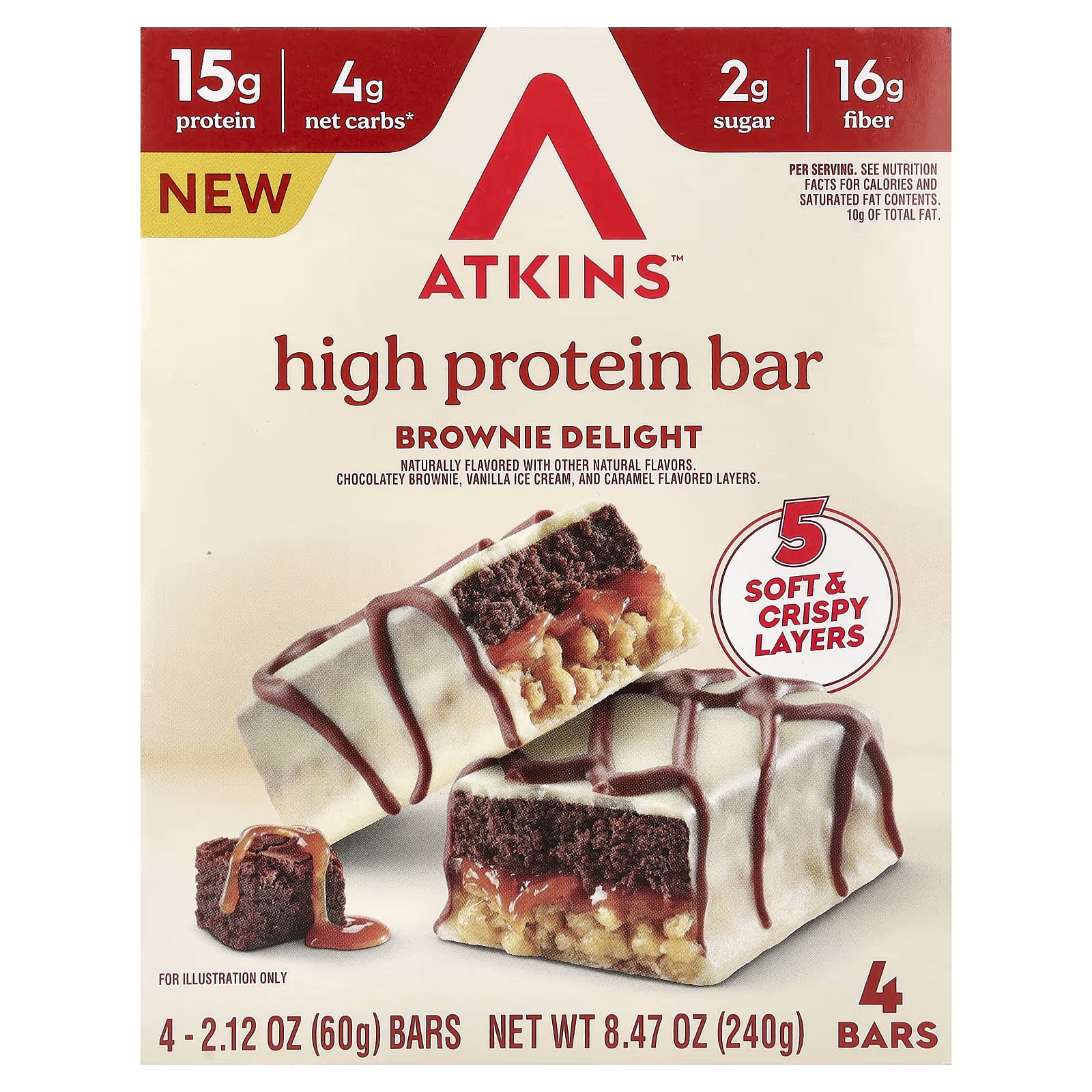 Atkins Brownie Delight High Protein Bar 4 x 60g