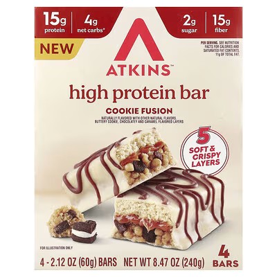 Atkins Cookie Fusion High Protein Bar 4 x 60g