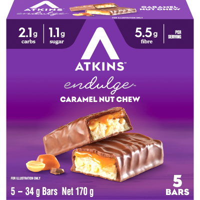 Atkins Endulge Low Carb Caramel Nut Chew Bars 5 x 34g