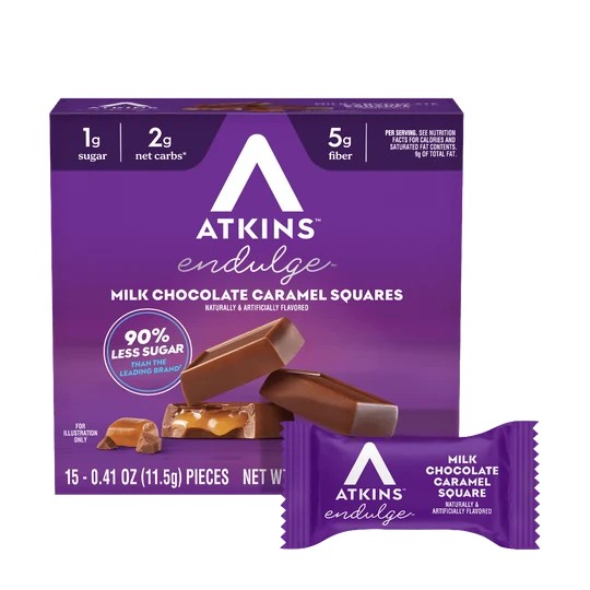 Atkins Endulge Low Carb Milk Chocolate Caramel Squares 15 x 11.5g