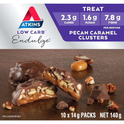 Atkins Indulge Pecan Caramel Clusters Low Carb 10 x 14g