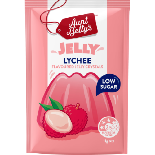 Aunt Betty's Lychee Flavoured Low Sugar Jelly Crystals 11g