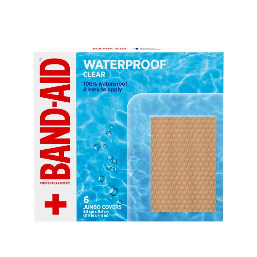Band-Aid Waterproof Clear Jumbo Pads Adhesive Bandages 6pk
