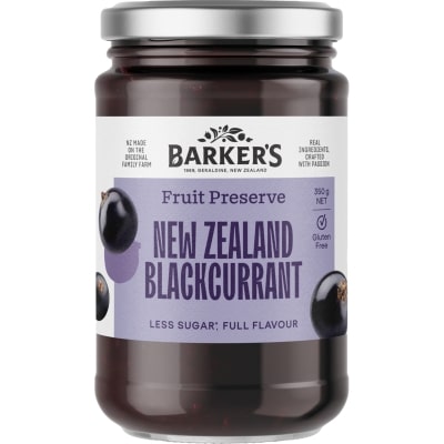 Barker's NZ Blackcurrant Fruit Preserve 350g