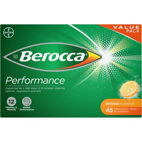 Berocca Energy Orange Flavour Effervescent Tablets 45pk