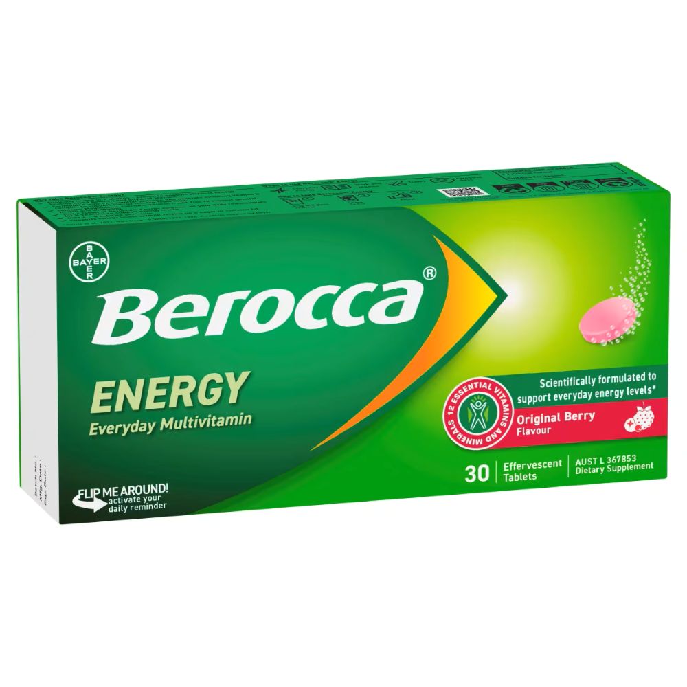 Berocca Energy Orignal Berry Flavour Effervescent Tablets 30pk