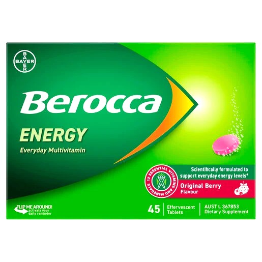 Berocca Energy Orignal Berry Flavour Effervescent Tablets 45pk