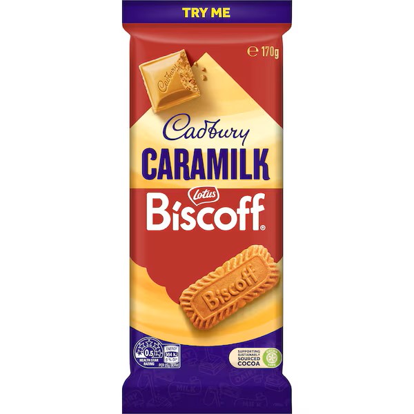Chocolate Block Cadbury Caramilk Biscoff 170g