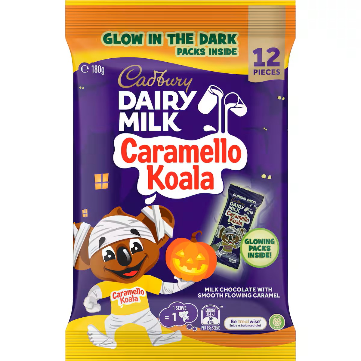 Cadbury Dairy Milk Glow In The Dark Caramello Koala Share Pack 180g