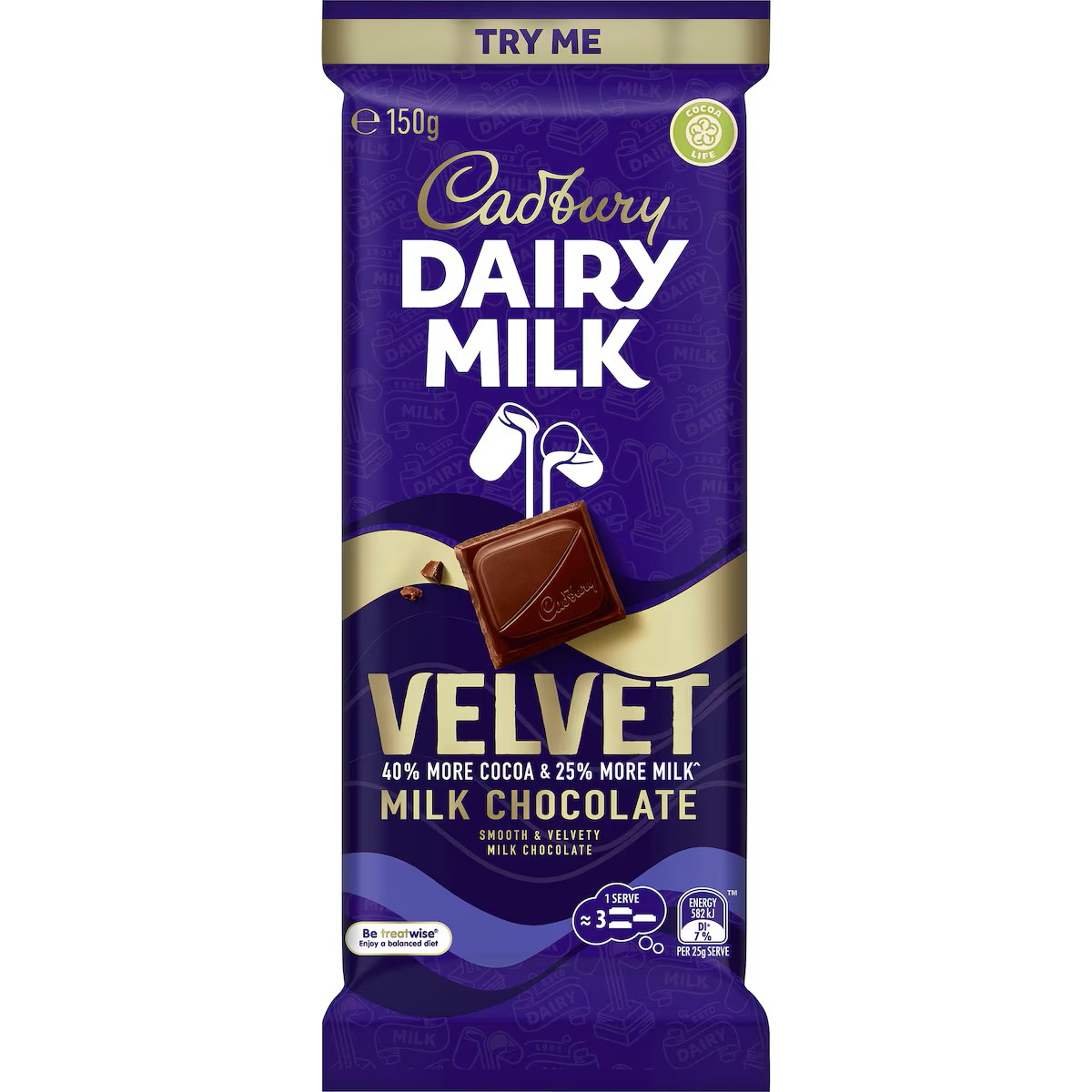 Chocolate Block Cadbury Dairy Milk Velvet Milk 150g