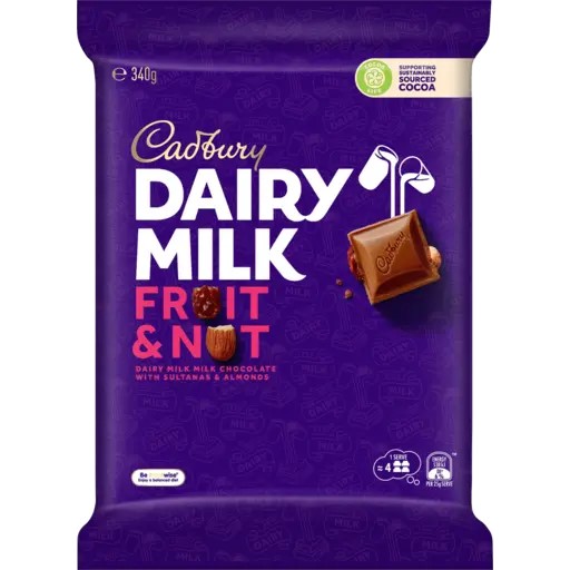 Chocolate Block Cadbury Fruit & Nut 340g