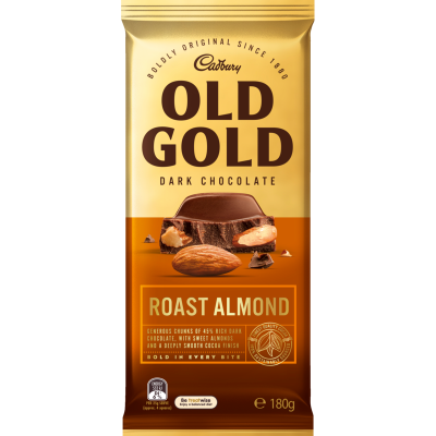 Cadbury Roast Almond Dark Chocolate Block 180g