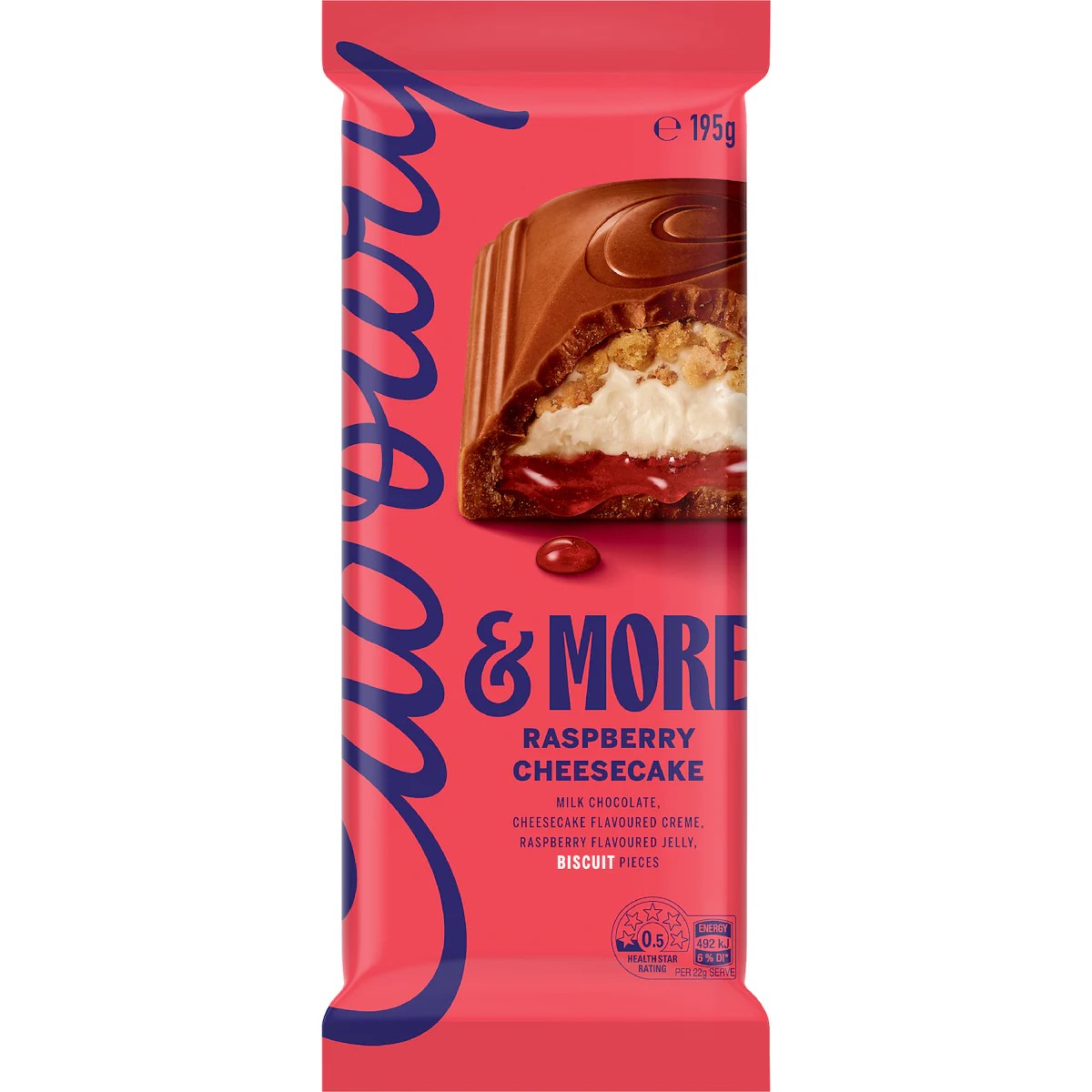 Chocolate Block Cadbury & More Raspberry Cheesecake 195g