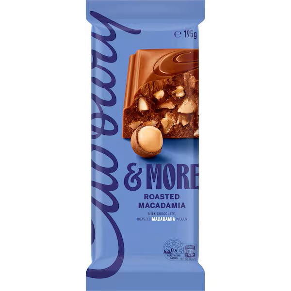 Chocolate Block Cadbury & More Roasted Macadamia 195g