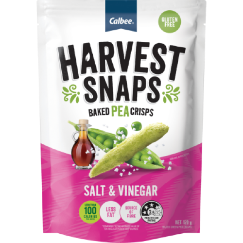 Calbee Harvest Snaps Salt & Vinegar Flavour Baked Pea Crisps 120g
