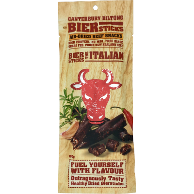 Canterbury Biltong The Italian Biersticks Air-Dried Beef Snacks 100g