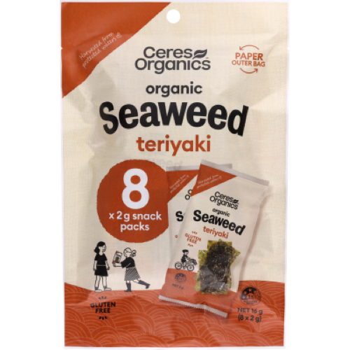 Ceres Organics Organic Teriyaki Seaweed Snack Pack 8 x 2g