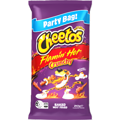 Cheetos Flamin' Hot Crunchy Corn Snacks Party Bag 210g