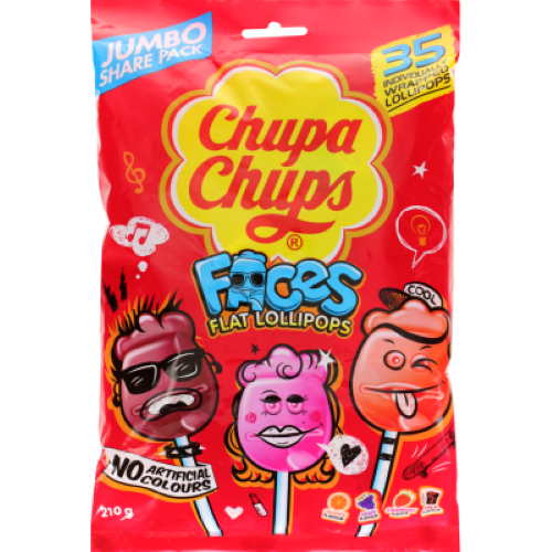 Chupa Chups Faces Flat Lollipops 210g