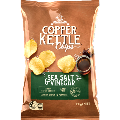 Copper Kettle Sea Salt & Vinegar Potato Chips 150g