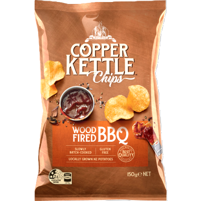 Copper Kettle Wood Fired BBQ Potato Chips 150g