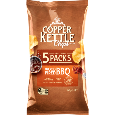 Copper Kettle Wood Fired BBQ Potato Chips Multipack 5 x 22g
