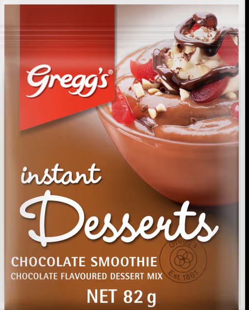 Gregg's Instant Desserts Chocolate Smoothie Chocolate Flavoured Dessert Mix 82g