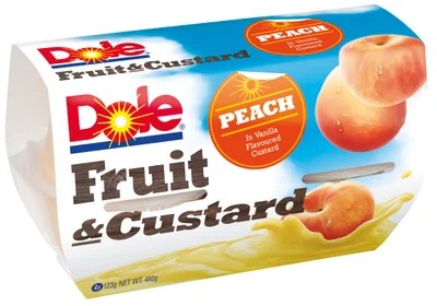 Dole Fruit & Custard Peach In Vanilla Custard 4 x 123g