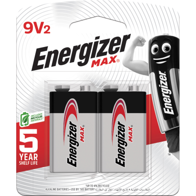 Energizer Max 9V Battery 2pk