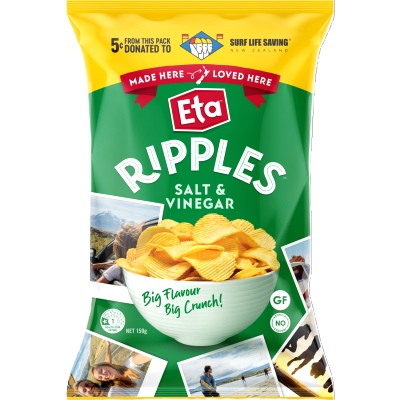 Eta Ripple Cut Salt & Vinegar Potato Chips 150g